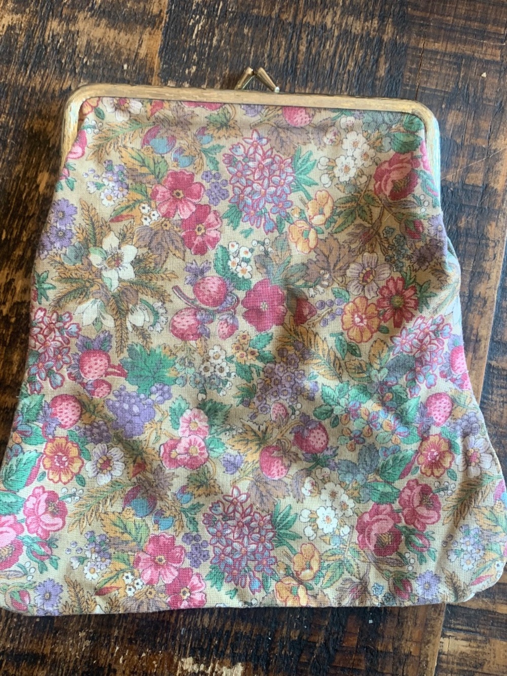 Vintage Floral Strawberry Cosmetic Bag Makeup Pouch Cottagecore